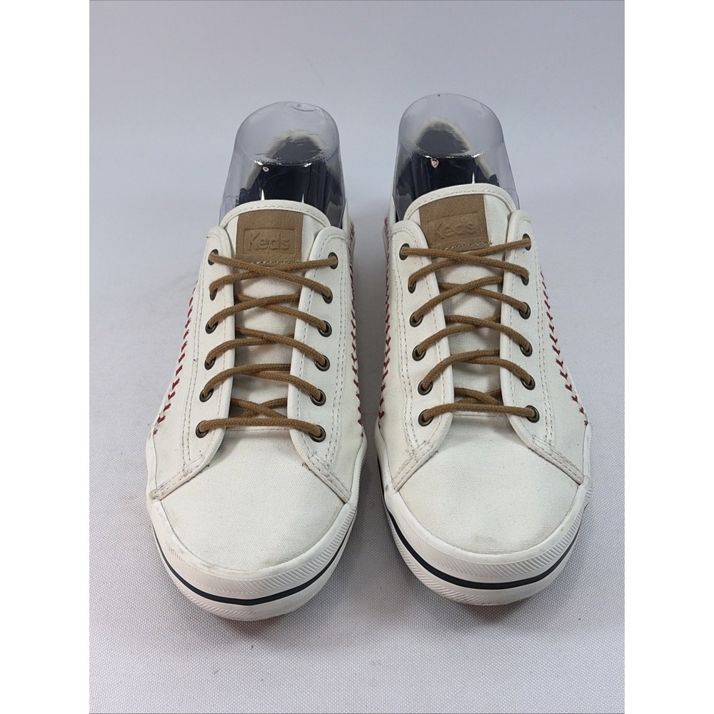 Keds Kickstart Pennant Shoes Women's Sz 9.5 Off White Baseball Stitched Comfort - Picture 6 of 14